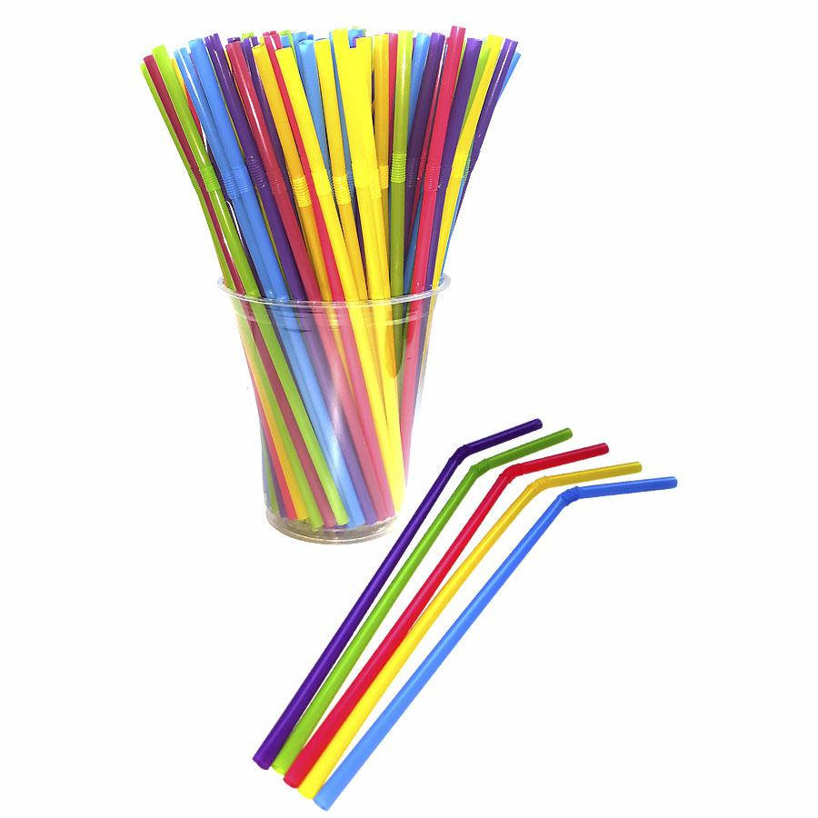 

Трубочки разноцветные с коленом 21 см - 200шт/уп, Разные цвета