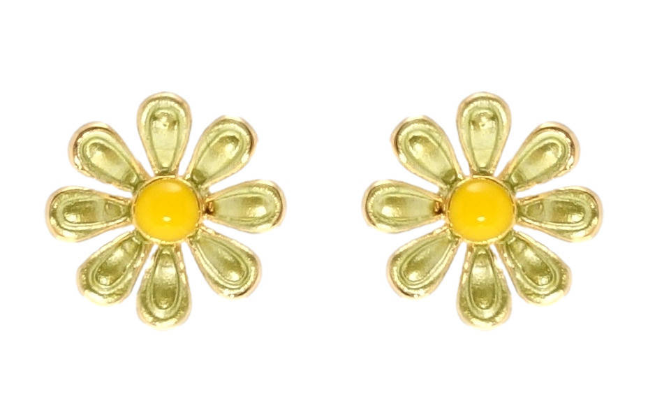 

Серьги Xuping QQMM Позолота 14K гвоздики (пусеты) "Зеленые ромашки" прокраска эмалью