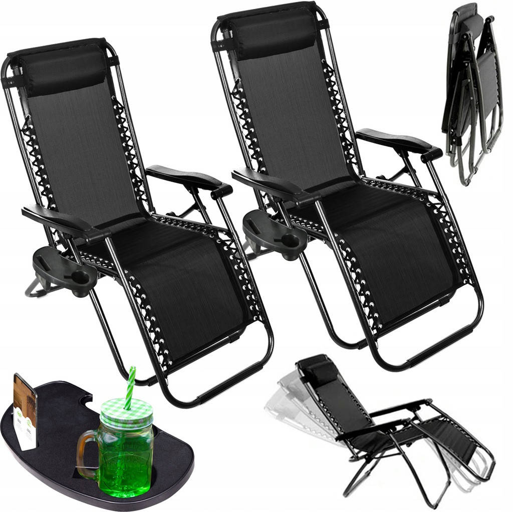 

Лежак-Шезлонг Набор 2 шт. ZANO ZERO GRAVITY BLACK до 120 кг.!