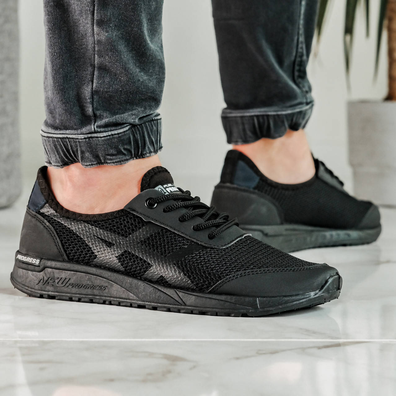 

Кроссовки мужские черные летние (ПР-4007ч) 45, Черный