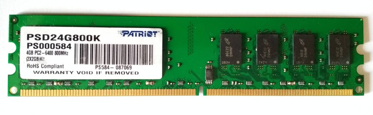 

2 GB DDR2 RAM PC2 6400U 800 Patriot Memory (Intel/AMD) Оперативная память