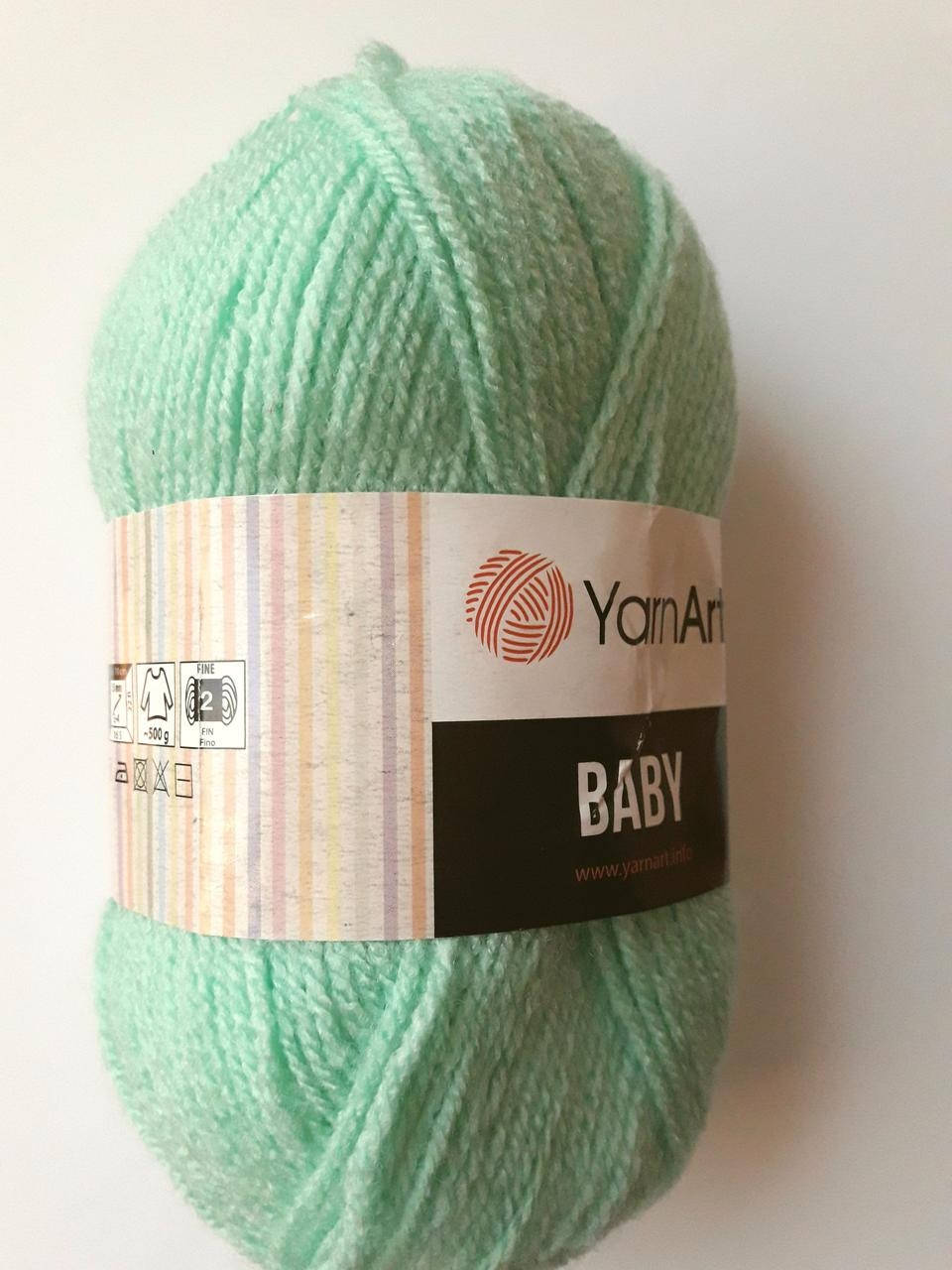 

Нитки для вязания, пряжа акриловая детская Baby YarnArt, 100% акрил 50 гр., 150 м, Колір 623 , м'ятний, Салатовый