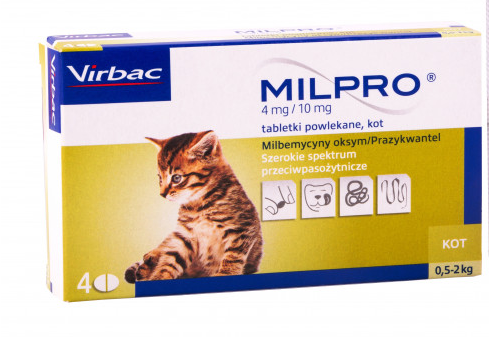 

Virbac Milpro (Милпро) Антигельминтные таблетки для котят ( до 2кг) 4 таблетки