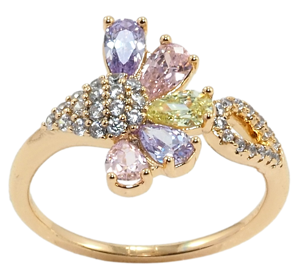 

Кольцо Xuping Позолота 18K "Кристальный цветок с цветными фианитами" р.17,18,18.5,19,20