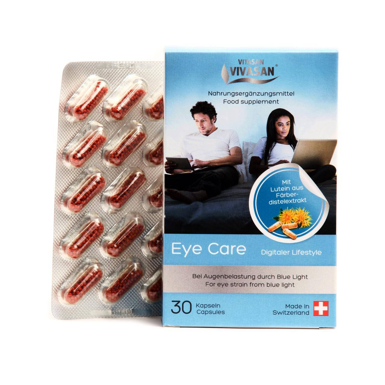 

Капсулы для улучшения зрения Eye Care с лютеином и витамином D Вивасан Швейцария 30 шт