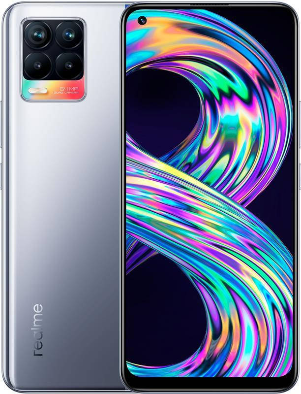 

Смартфон Realme 8 6/128GB Dual Sim Cyber Silver, Серебристый