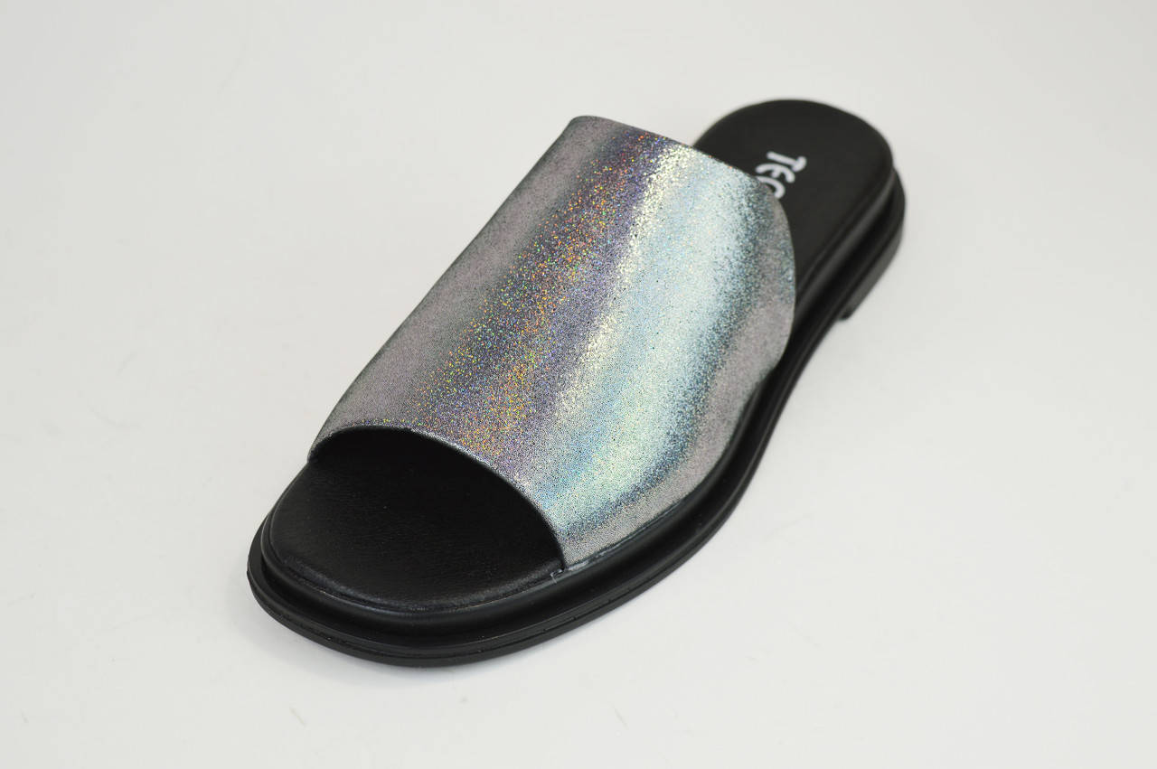 

Шлепанцы Teona 20166 Никель бензин кожа