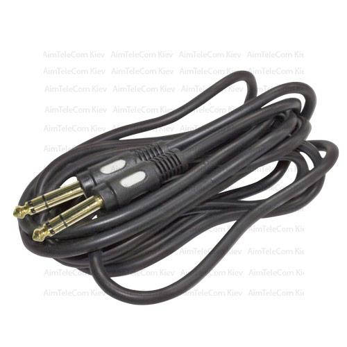 

Шнур инструментальный, штекер 6.3 стерео - штекер 6.3 стерео, gold, Ø6мм, 5м, чёрный