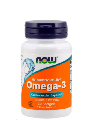 

Омега-3 рыбий жир, Omega-3, Now Foods, молекулярно дистиллированный, 30 капсул