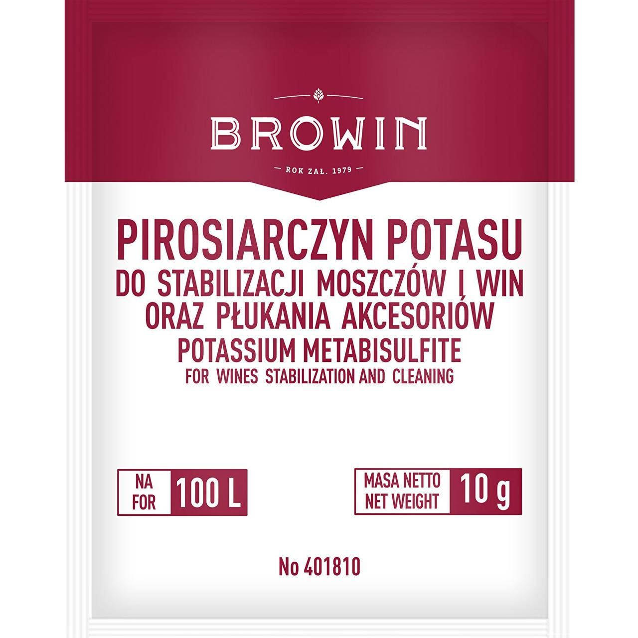 

Метабисульфит калия Browin 10г. на 50л. 401810