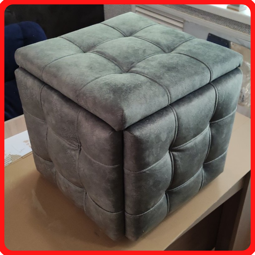 

Пуф трансформер 5в1 Смарт куб табурет пять в одном на колесах квадратный мягкий серый велюр