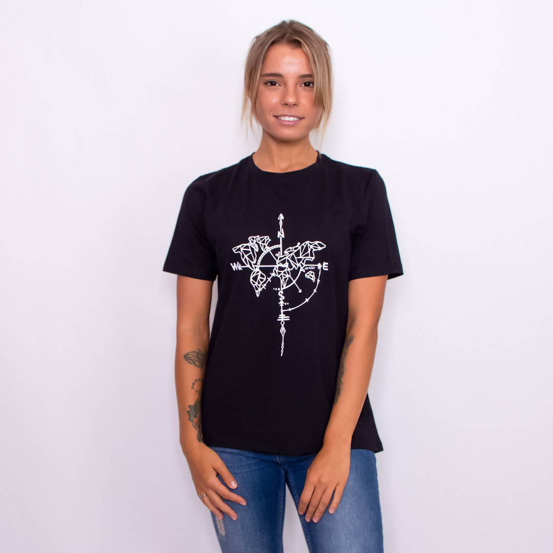 

Женская футболка Teamv South-North Черная L, Черный