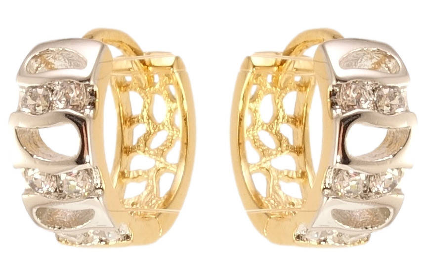 

Серьги Xuping Позолота 18K+Родий колечки "Фигурные вырезы с вставками циркония"