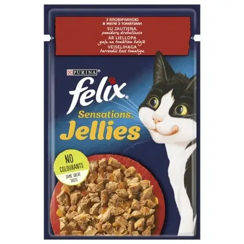 

Влажный корм Purina Felix Sensations для кошек, с говядиной и томатами, 85 г