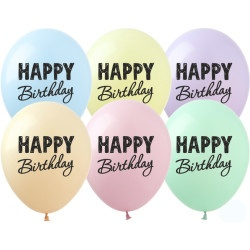 

Латексный шарик ArtShow 12"(30 см) Happy Birthday (на макарунах), Персиковый