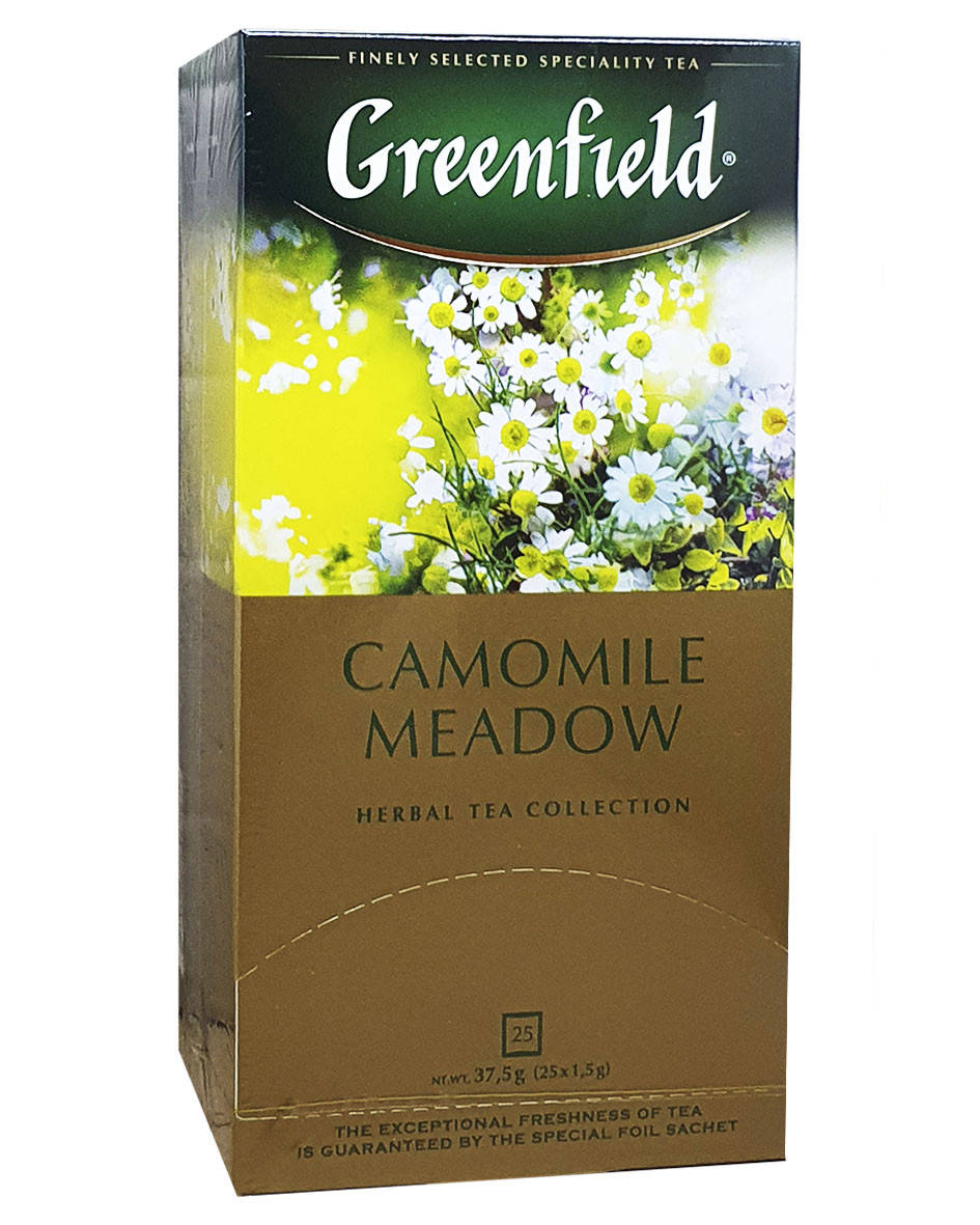 

Чай трав'яний з ромашкою, яблуком і пелюстками квітів Greenfield Camomile Meadow в пакетиках 25 х 1,5 г