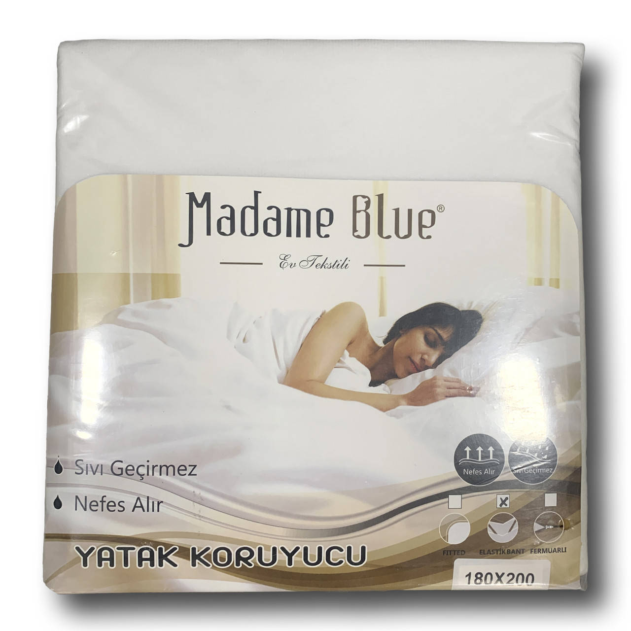 

Наматрасник непромокаемый ХЛОПКОВЫЙ 180*200 на резинках по углам. Madame Blue