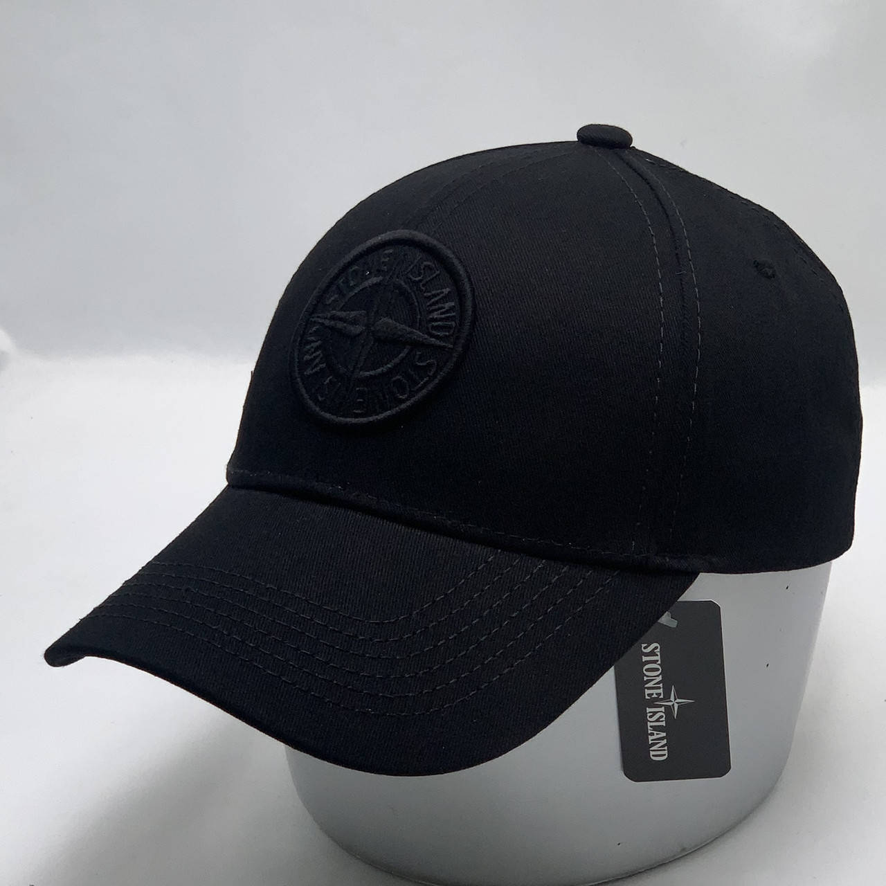 

Молодёжная брендовая бейсболка Stone Island 2 чёрная стильная унисекс весна кепки бейсболки, Черный