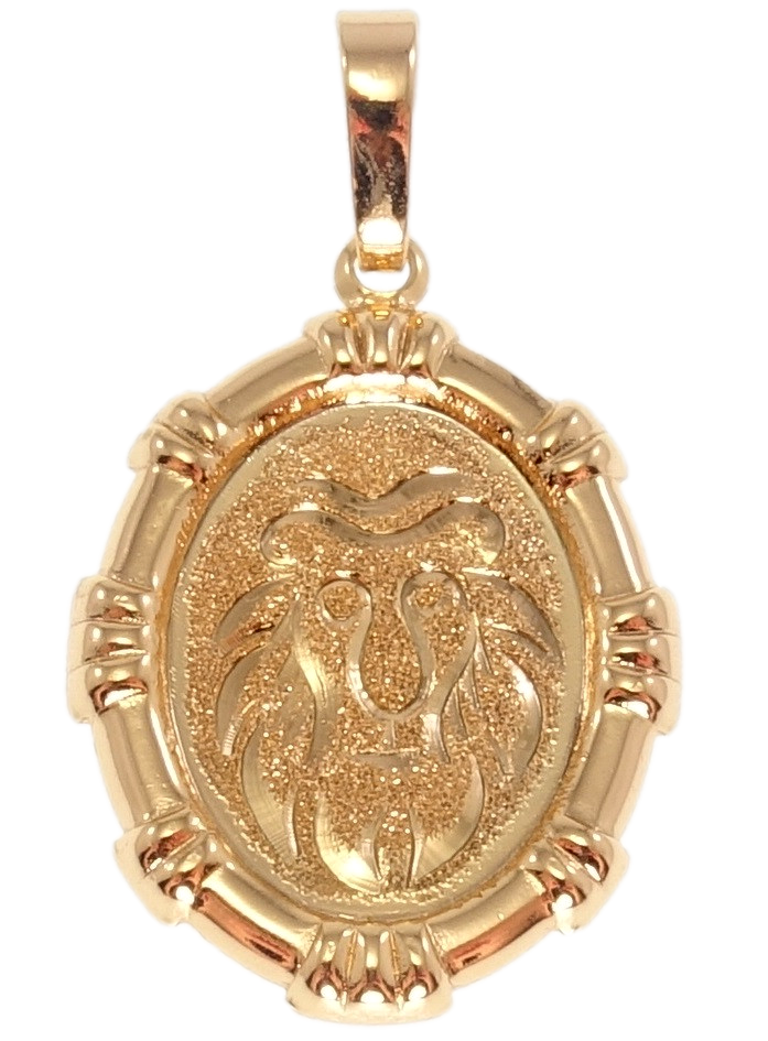 

Кулон Xuping Позолота 18 К "Овальный Медальон Знак Зодиака Лев Шагренью и Алмазкой"