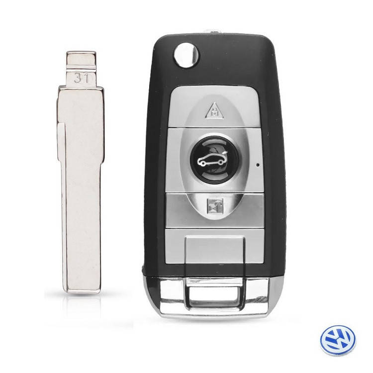 

Корпус викидного ключа 3 кнопки VW/Skoda/Seat (RR1/Заготовка/Логотип VW Blue)