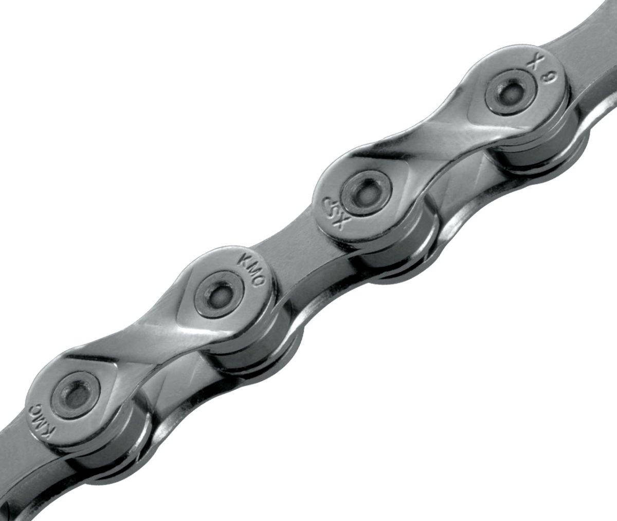 

Цепь KMC X9 9 speed c замком 114 звеньев gray