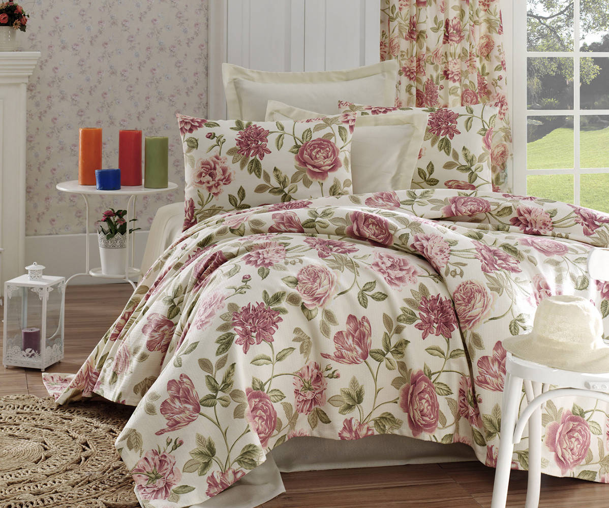 

Покрывало пике Eponj Home - Care pembe розовый вафельное mega king 260*230
