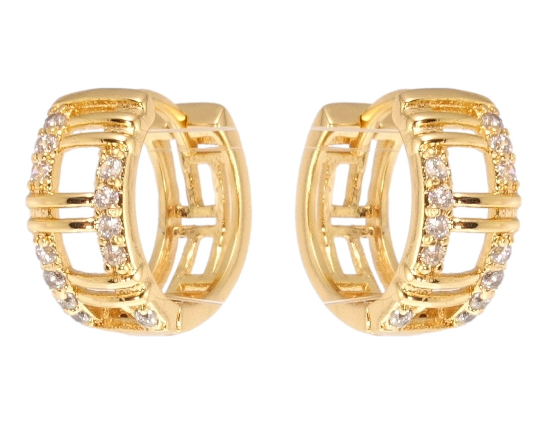 

Серьги Xuping Позолота 18K колечки "Орнамент с вставками циркония"