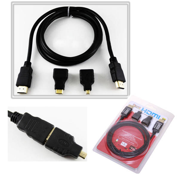 

Кабель HDMI 3 в 1 (HDMI+Mini HDMI+Micro HDMI) 1.5м (блистер)