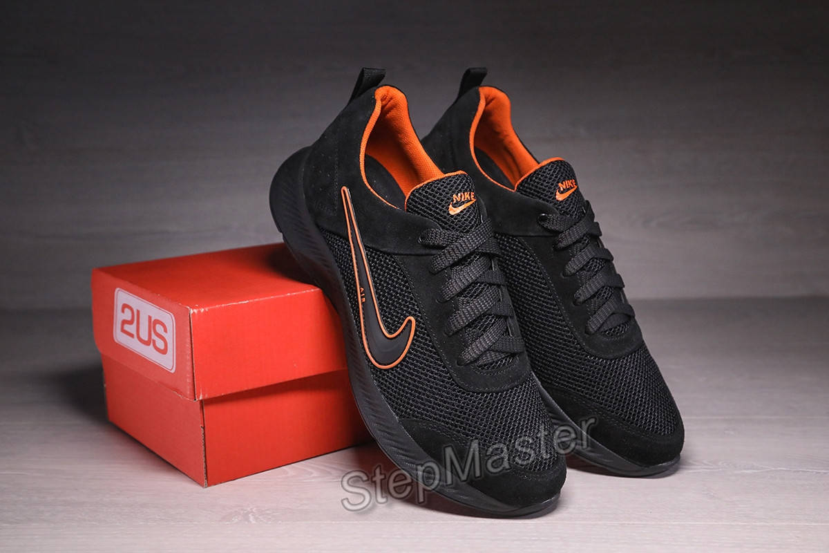 

Кроссовки мужские летние Nike Run All Day черные замша-сетка, Черный