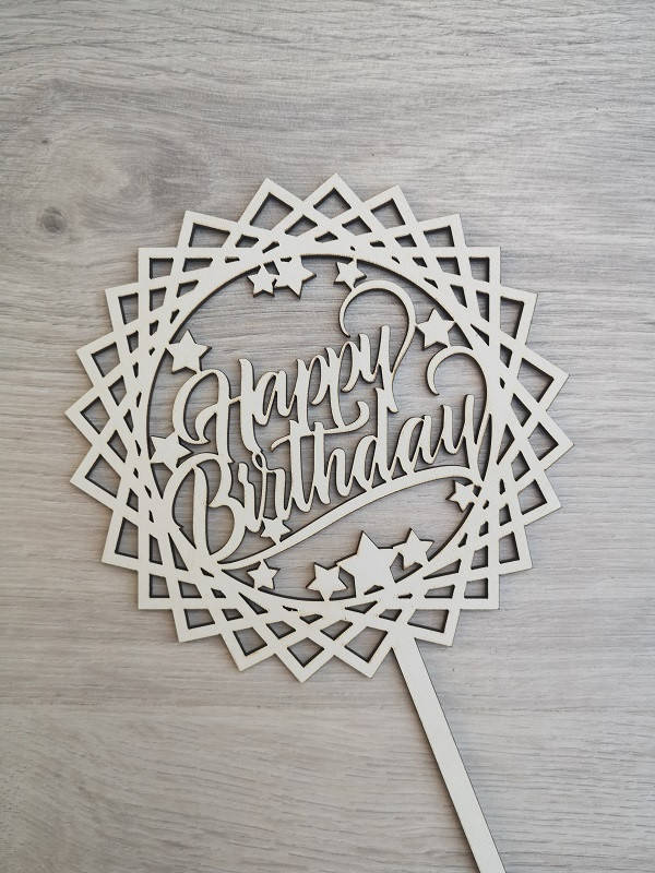 

Топпер для торта белый Happy Birthday!