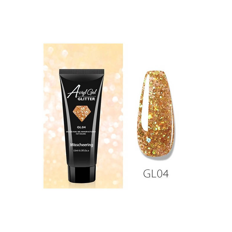

Полигель (акригель) AcrylGel Professional GLITTER GL 04, 15мл, Золотистый