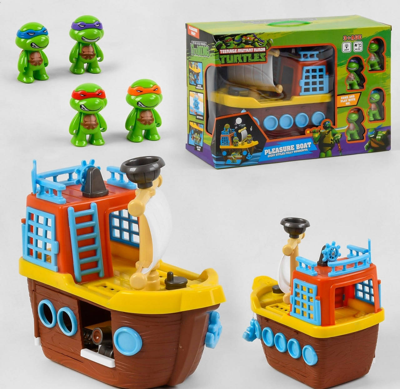 

Корабль игрушка, с героями черепашки Ниндзя, свет, звуки, Зелёный