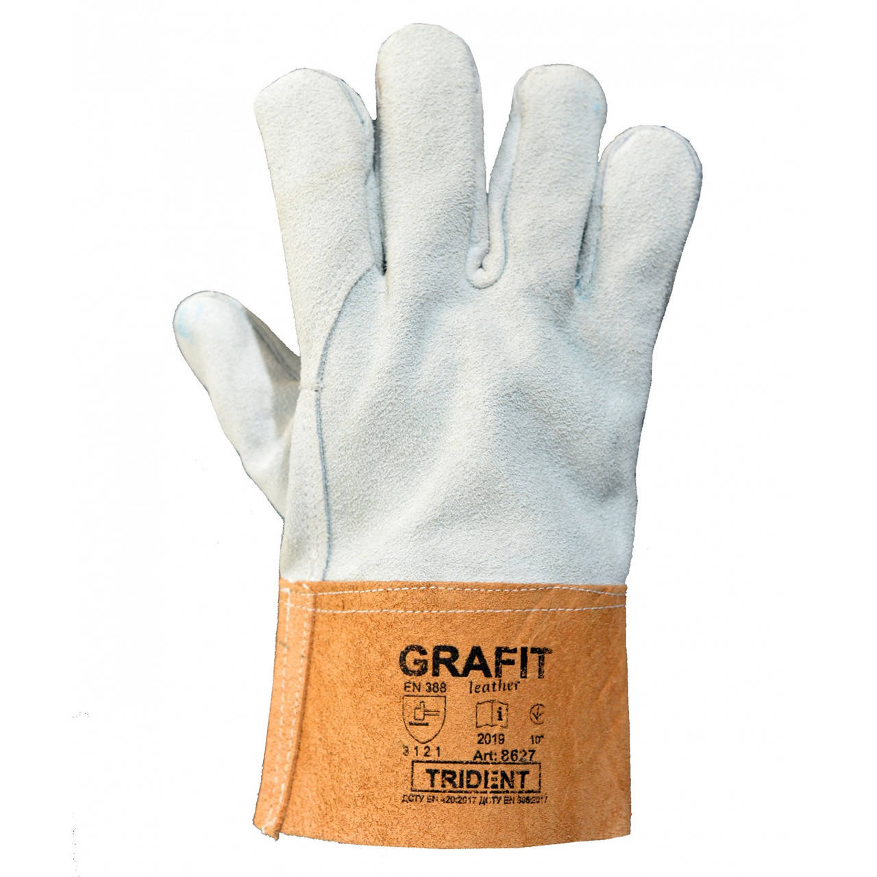 

Краги перчатки кожаные рабочие качественные Trident Grafit, Серый