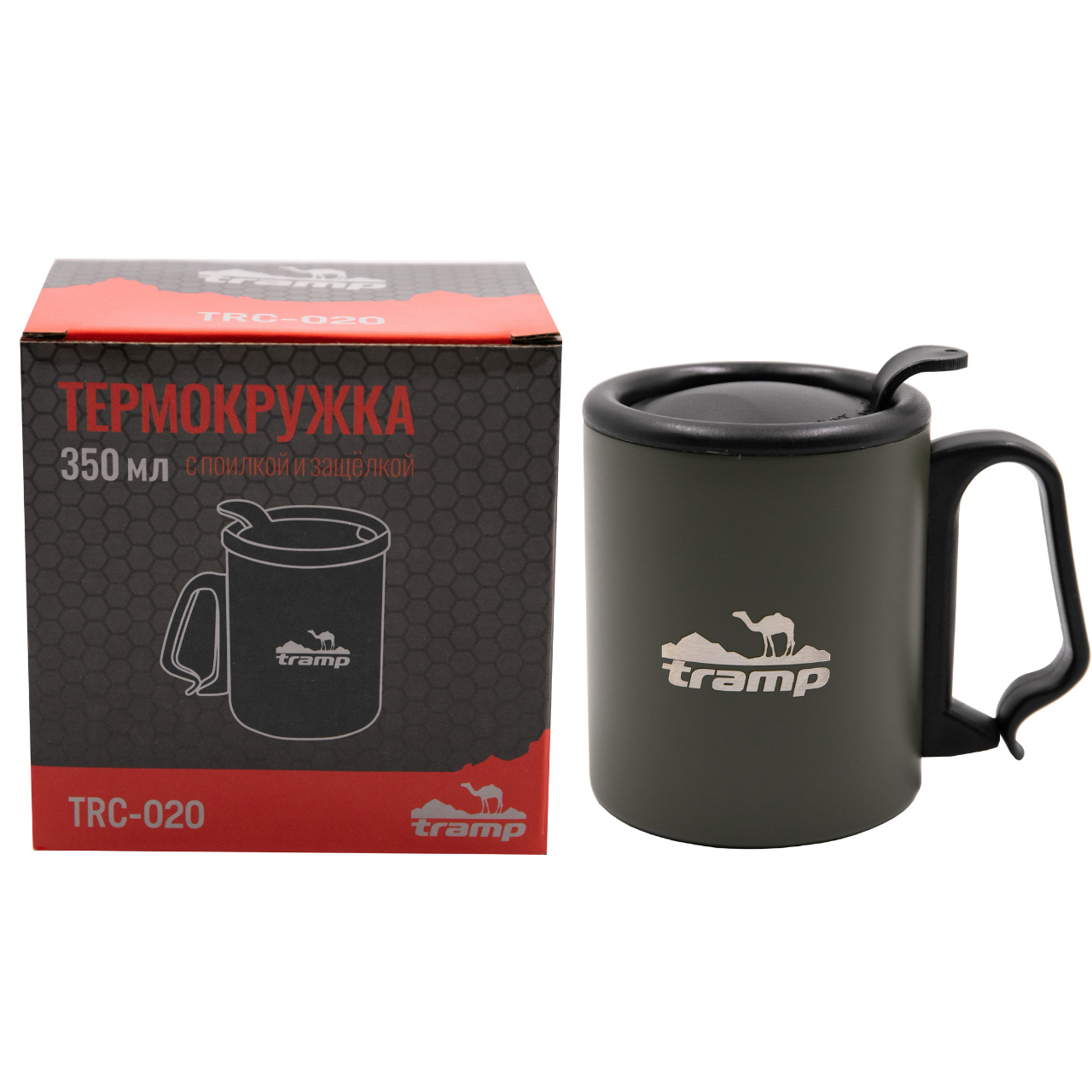 

Термокружка с поилкой и защелкой Tramp 350 мл олива