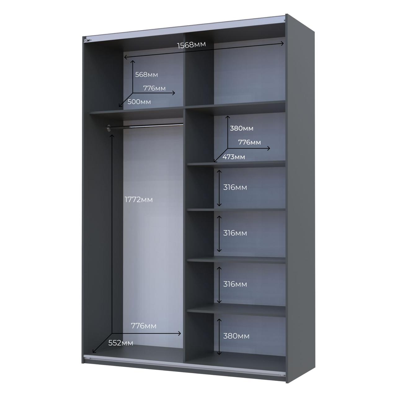 Шафа купе Doros G-Caiser Графіт Дуб Евок 2 ДСП 160х60х240 (42005074) 4