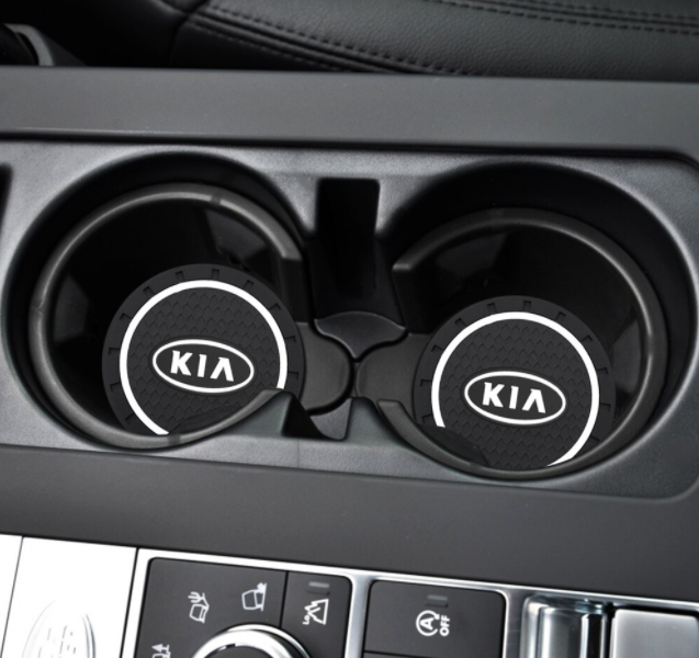 

Противоскользящий силиконовый коврик в подстаканники с логотипом "KIA", 2 шт