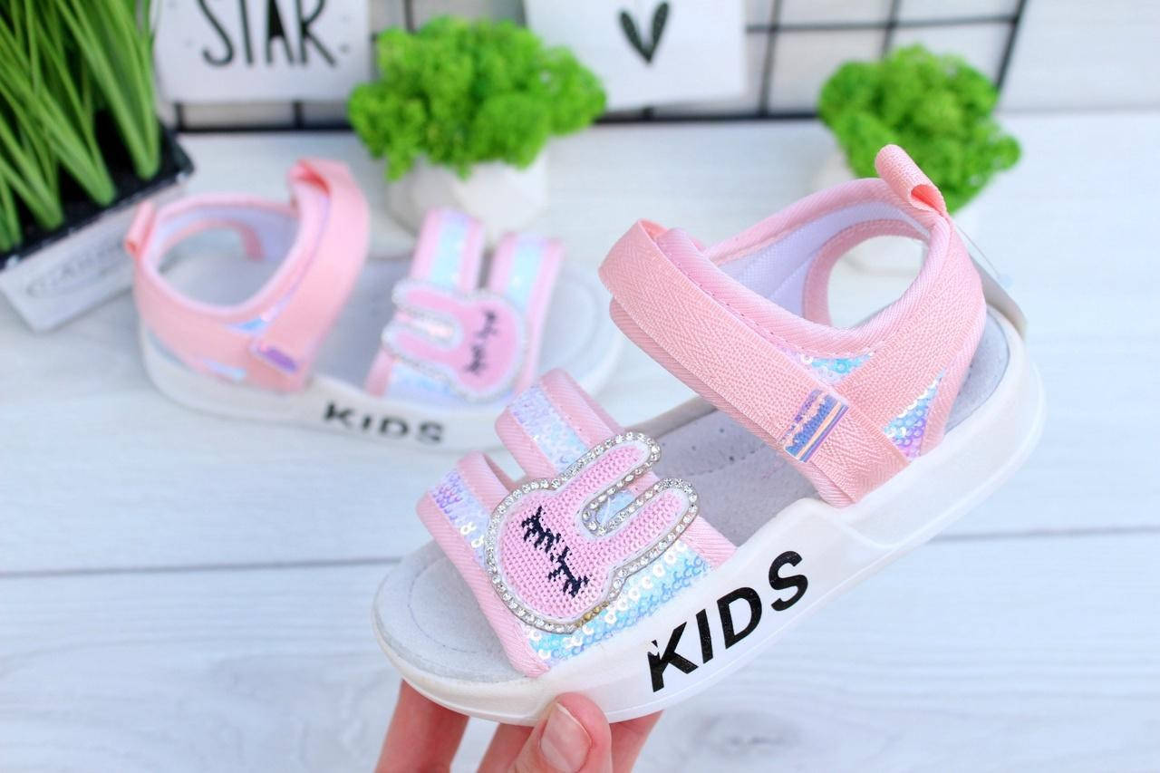 

Босоножки на девочку текстильные Зайчики р.26-31, Розовый