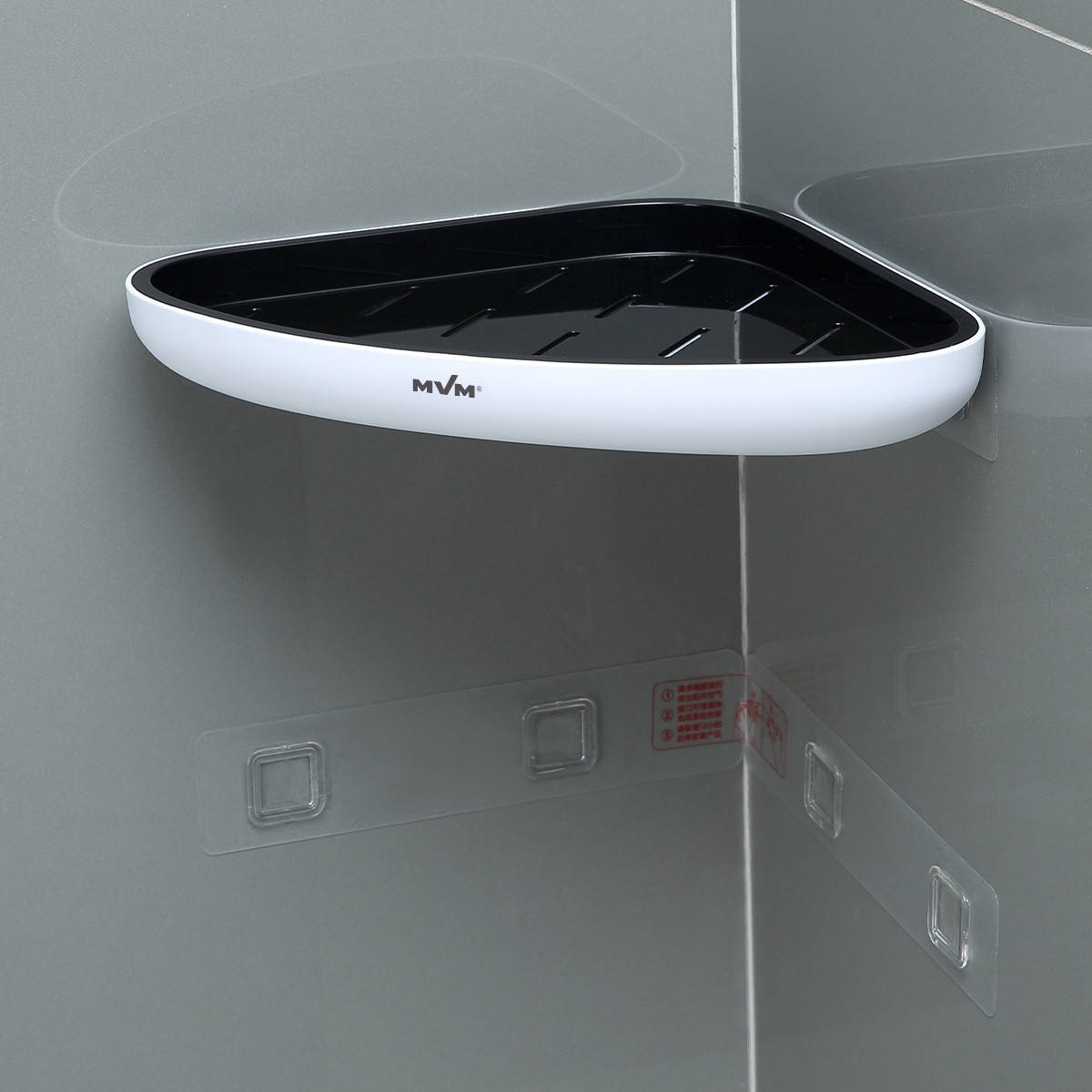 

Полка для ванной комнаты угловая настенная бело-черная MVM BP-26 WHITE/BLACK