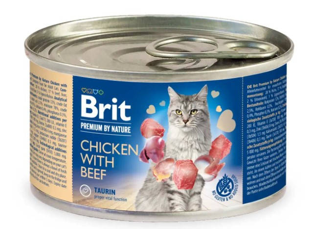 

Brit Premium Chicken & Beef 200г *6 шт паштет с курицей и говядиной для кошек
