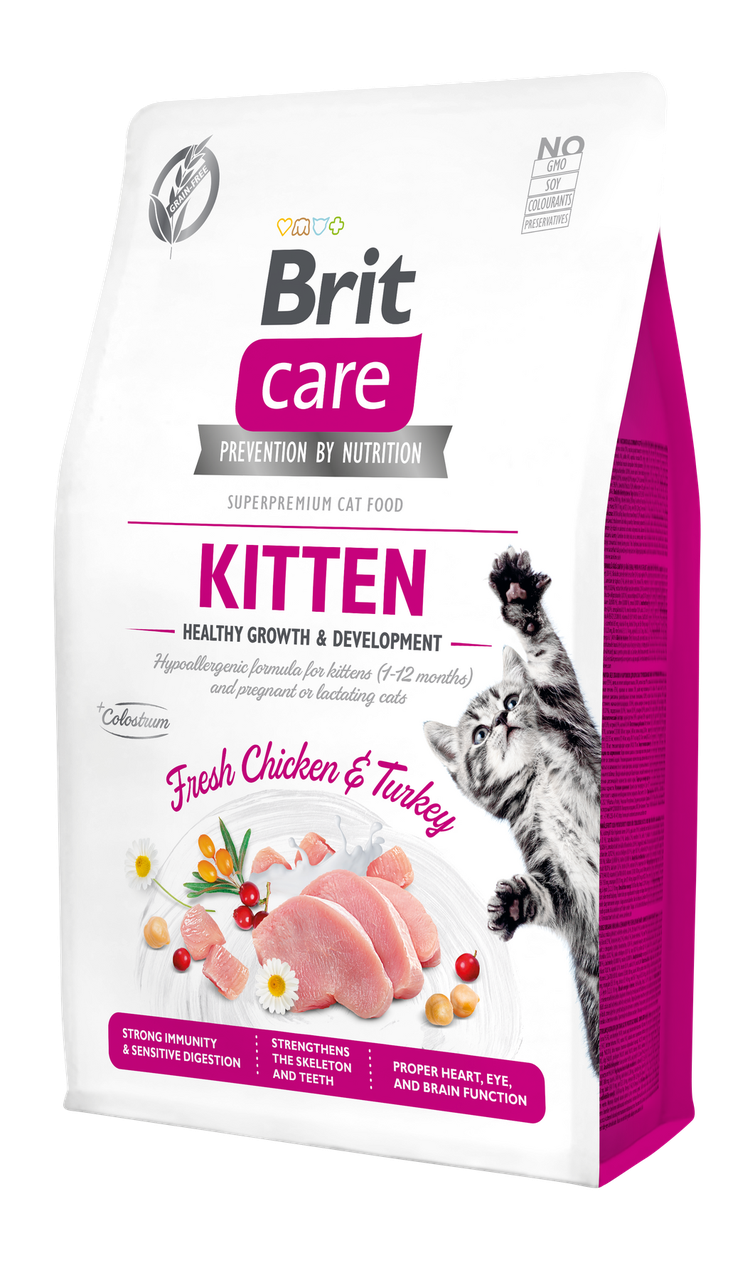 

Brit Care Cat GF Kitten HGrowth & Development корм для котят (курица и индейка) 2кг