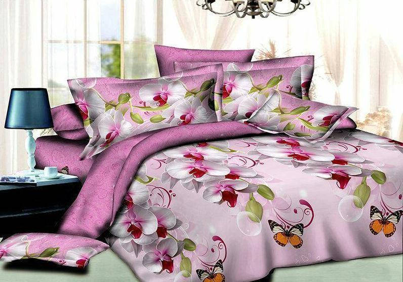 

Двуспальный комплект постельного белья "Орхидея три бабочки ".