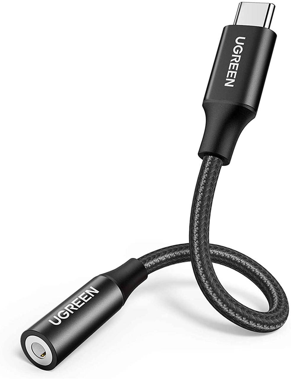 

Переходник Ugreen кабель Type-C - 3.5 mm для наушников 10CM Black (AV142), Черный
