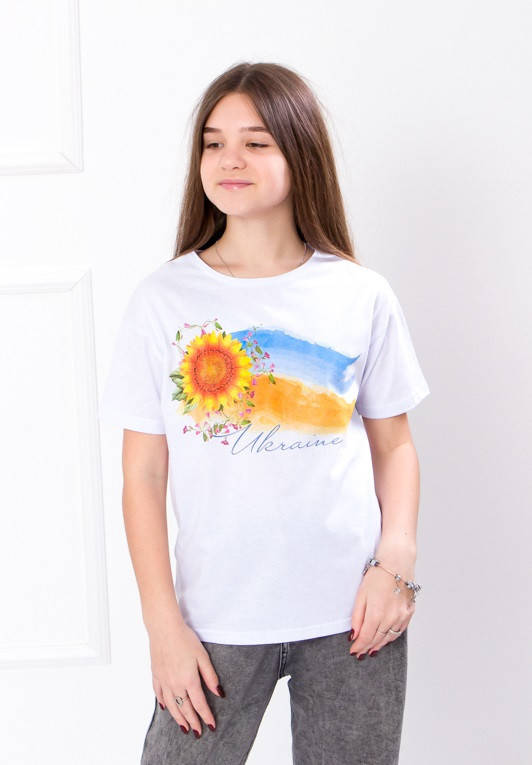 

Дитяча підліткова футболка 134-170см з принтом Соняшник Прапор України Ukraine