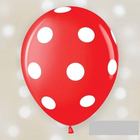 

Латексный шарик КDI Малайзия 12"(30 см) Горох белыё на красном, Разные цвета