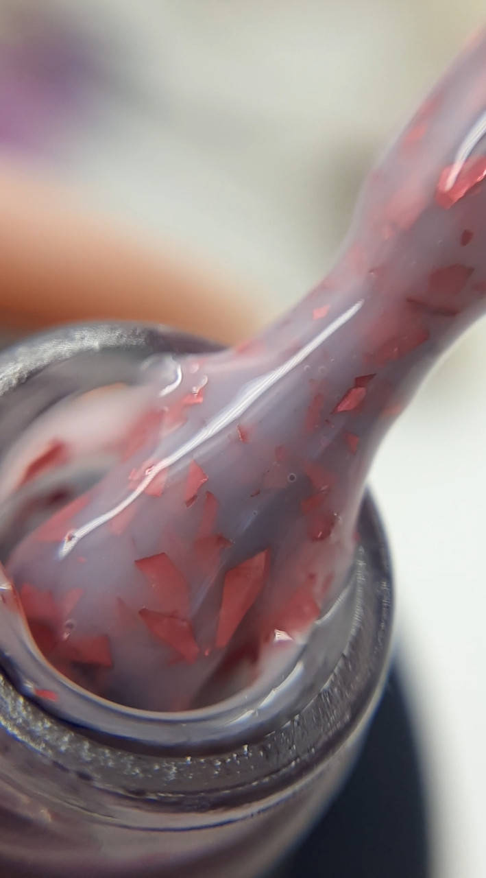 

База с хлопьями потали SAGA Leaf Base №06, розовый с красными хлопьями, 8 мл