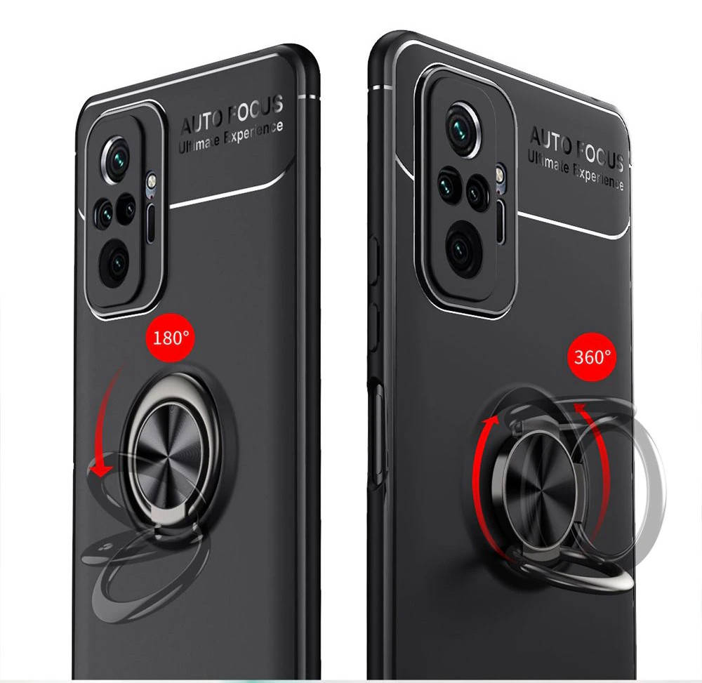 

Силиконовый защитный чехол для Xiaomi Redmi Note 10 Pro черный матовый с кольцом