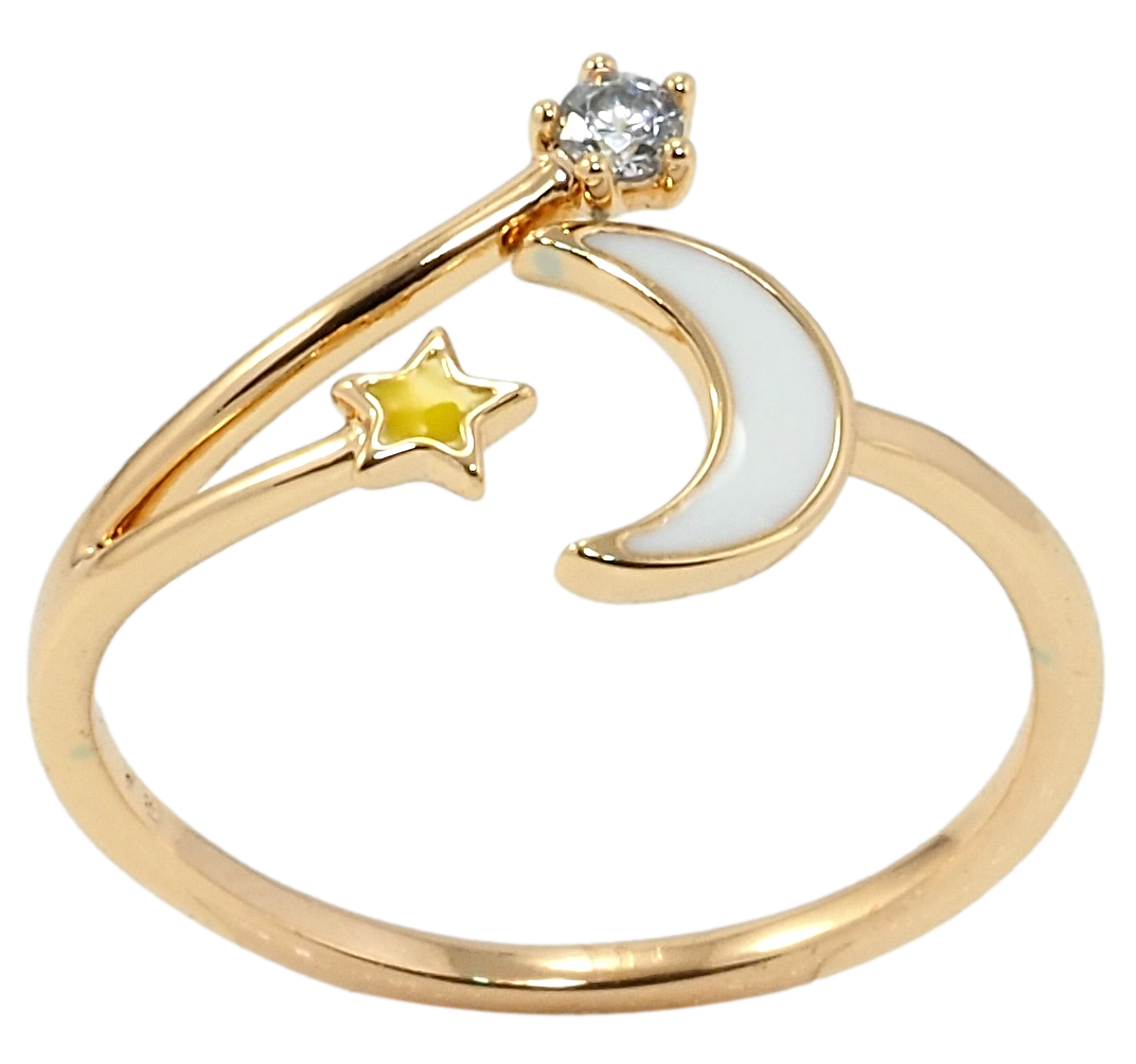 

Кольцо Xuping Позолота 18K "Луна со звездой прокраска эмалью" р.17-18,18-19