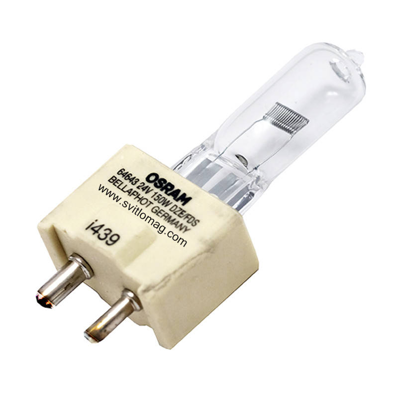 

Лампа кварцевая галогенная малогабаритная 24v - 150w OSRAM 64643 GY9.5