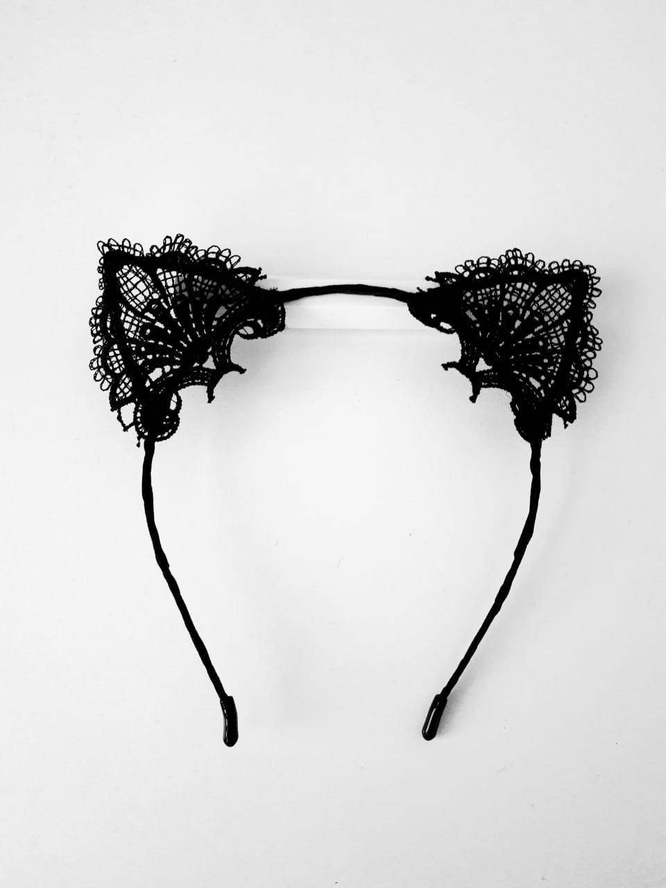

Кошкины уши черные кружевные на обруче Kaprizz