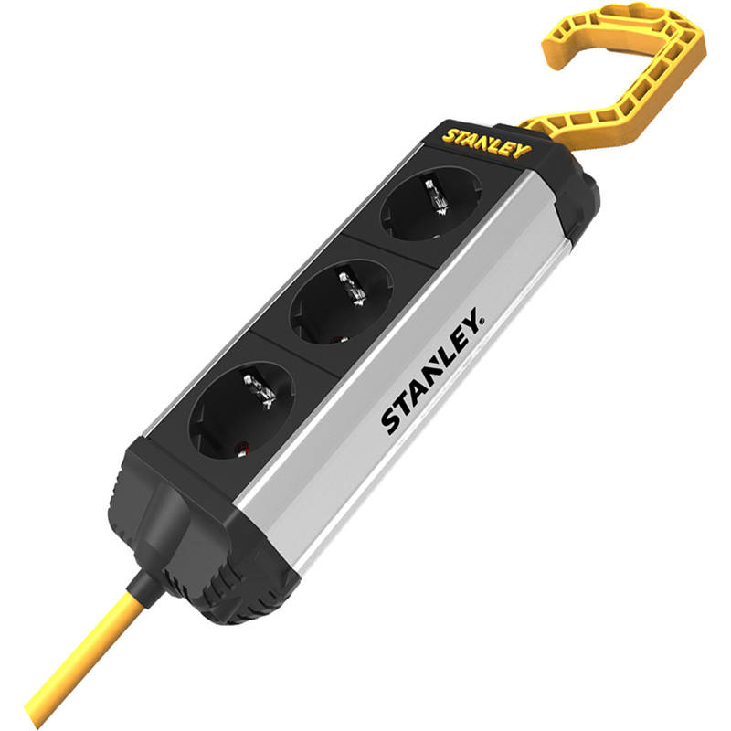 

Сетевой фильтр Stanley 5 м, 3x1.5мм2, IP20, 3 розетки, алюминий